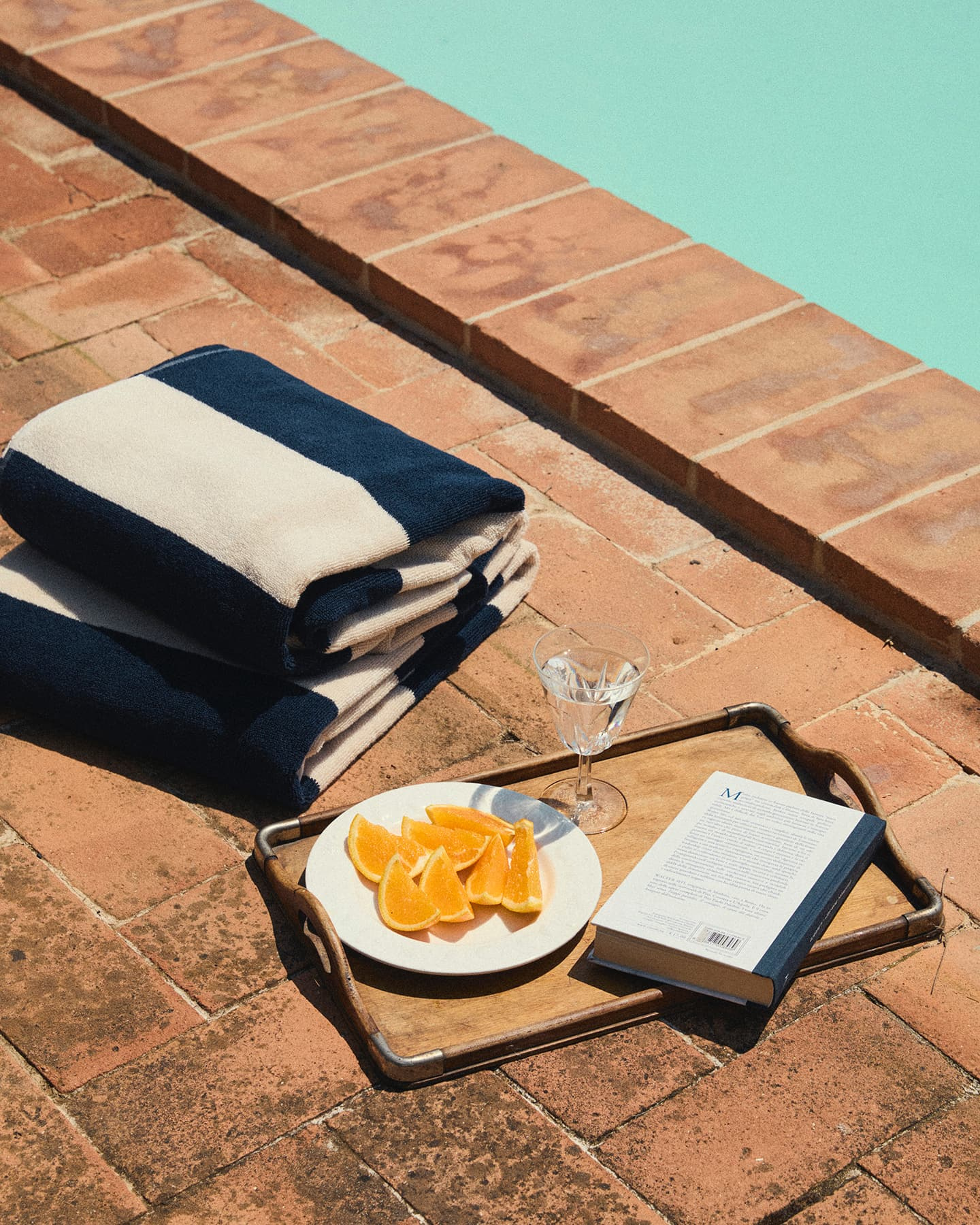 Badetuch Vinda - Seashell Beige / Midnight Blue