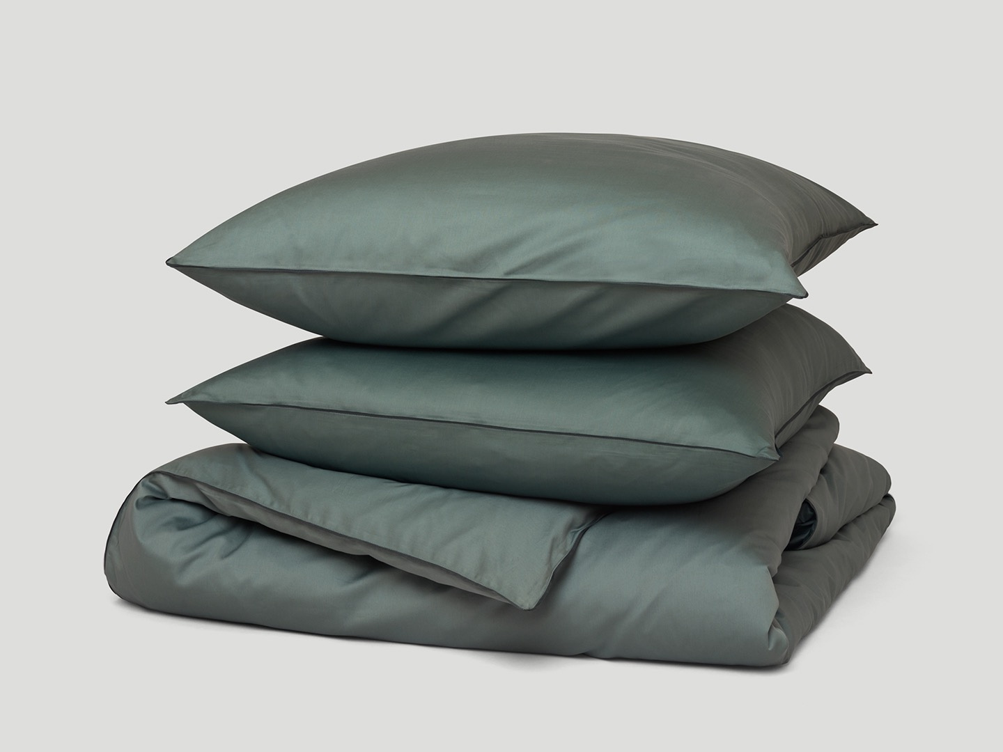 2er Set Bettwäscheset Strimma Washed Bottle Green (135x200)